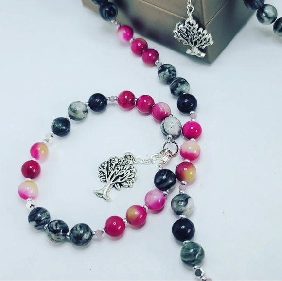 Rainbow Agate, rutilated Quartz set - Picture 2 of 4